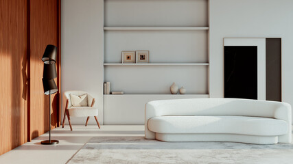 Naklejka premium Large luxury modern bright interiors Living room mockup illustration 3D rendering image