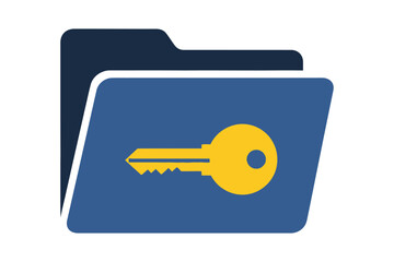 Secure folder icon with golden key symbol