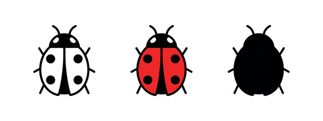 A ladybug illustration in a minimalist style, showing its black spots and red wings.