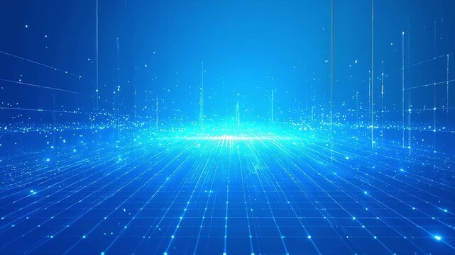 デジタルネットワーク空間を後退するズームアウト背景素材