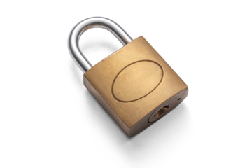 Padlock With Steel Shackle Isolated on white transparent background, Security Lock for Doors, Luggage, and Home Safety