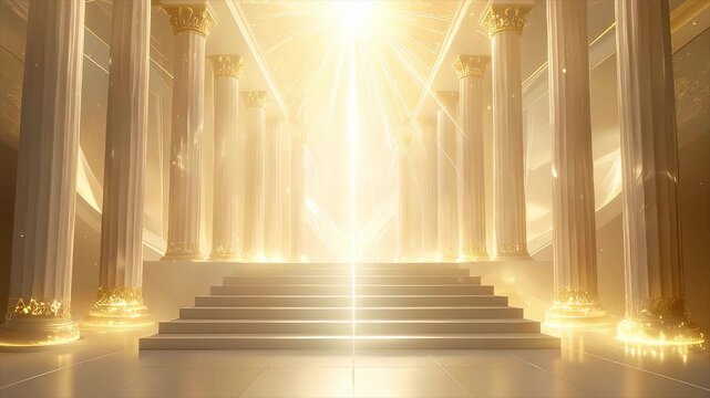 神の光が降り注ぐ黄金の階段 輝きを増す希望の光