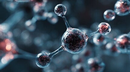 Abstract scientific molecule model illustration with connecting atoms