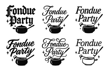 Calligraphy Fondue Styles. Fondue Party. Create a calligraphy lettering illustration of the phrase: Fondue
