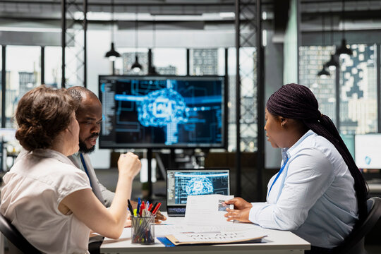 HR team uses AI and machine learning systems to scan and evaluate CVs, applying neural networks and smart software to support candidate selection after the recruitment interview process.