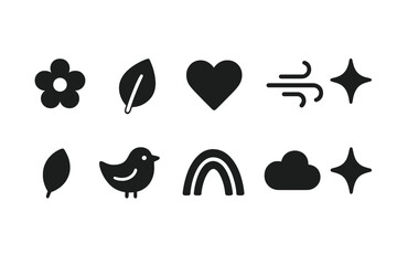 Fototapeta premium Nature, ecology solid icon set. Environmental conservation icons solid collection