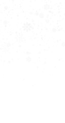 Soft snowflakes fall gently downwards, forming a vertical composition with an aspect ratio of 9:16, surrounded by bokeh on a transparent background.