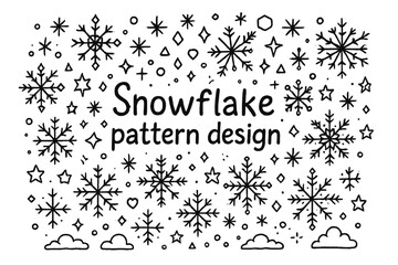 Intricate Snowflake Doodle Design. Snowflake pattern design. Hand-drawn doodle illustration of Snowflake