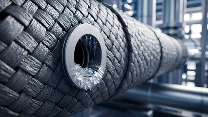 Iced industrial pipe failure: Braided insulation and frozen vent