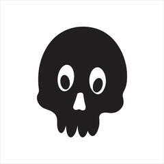 Skull Icon – Simple Cartoon Skull Silhouette Vector Illustration