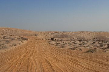 4x4 off-road track in the Wahiba sands desert of Oman