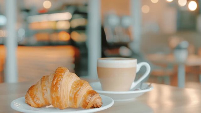 An inviting  of a baked treat served with a warm beverage. Perfect for advertising breakfast or bakery items.