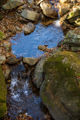 Clear Stream Pool Mossy Rocks Autumn Forest