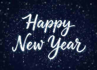 Happy New Year Glowing Text with Bokeh and Sparkling Background