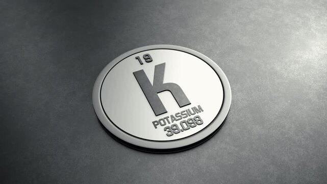 Potassium Element from Periodic Table Round Shiny Metallic Icon