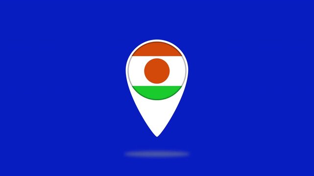 Niger flag marker bouncing on blue background