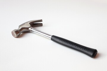 Silver hammer on white background