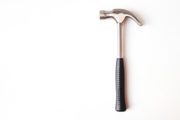 Silver hammer on white background