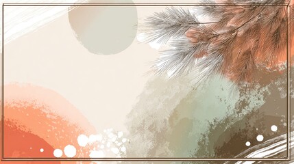 Soft abstract background with botanical elements and warm color palette.