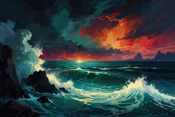 Wave sea landscape background 