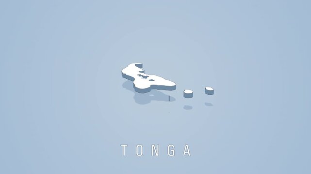 Rotating tonga map with slight reflection on pastel blue background