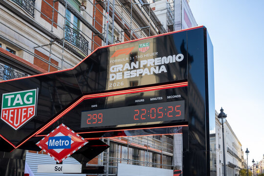 Madrid, spain; 11 05 2025 formula 1 gran premio de espa&ntilde;a 2026 countdown clock in madrid