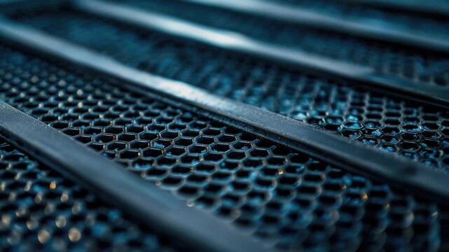Video A close-up shot of a metal grill grate with intricate details