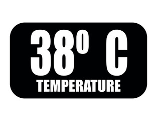 38&deg; C. Temperature degrees celsius vector isolated on white background