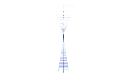 Abstract, symmetric illustration of a central hourglass-like shape against a black background