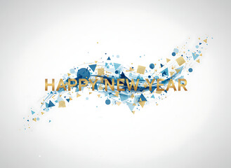 Happy New Year Golden Text Abstract Geometric Celebration Design