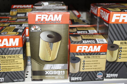 FRAM oil filters closeup shelf XG 9911, XG 9972