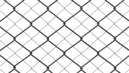 Close-up view of a chain-link fence, the diamond pattern repeating