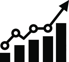Business growth chart with increasing bars and line graph indicating positive trends