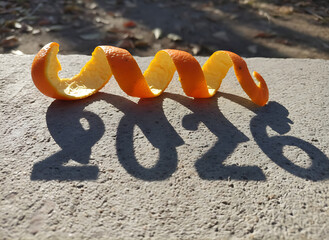 Orange Peel Shadow 2026 on Concrete - New Year Concept