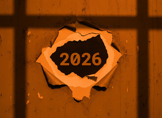 Future 2026 Revealed from Ripped Peeling Orange Wall Texture