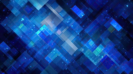 an abstract digital art piece featuring geometric patterns against a cosmic blue backdrop