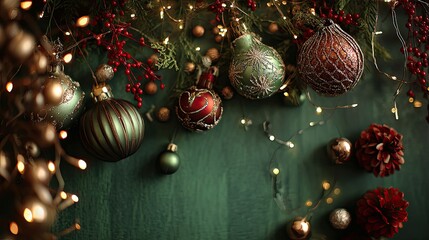 a festive christmas arrangement with a combination of holiday decorations