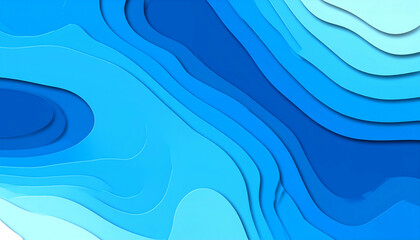 Fototapeta premium Abstract layered illustration showcasing flowing, shaded blue contours with dimensionality