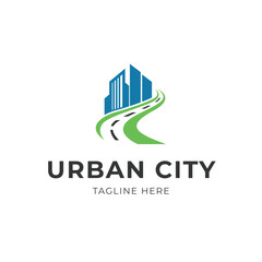 road building urban city logo design concept idea