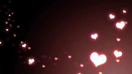 Red heart particle decoration on black background