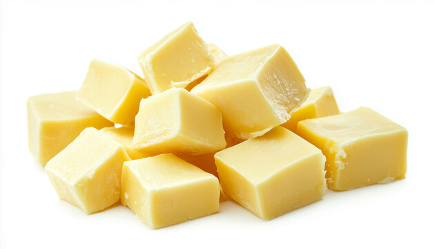 butter cubes isolated on white background