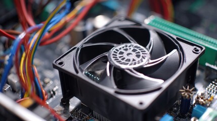Medium shot of a power supply fan being replaced to prevent overheating and maintain stable power output