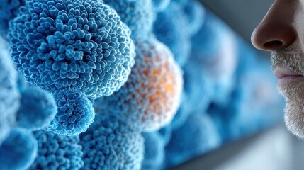 Microscopic Cells & Viral Infection: Human Health Concept, Biology, Science, Medical