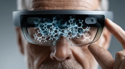 Senior Explores Molecular Structure with Augmented Reality Glasses, Ar glasses, Technology
