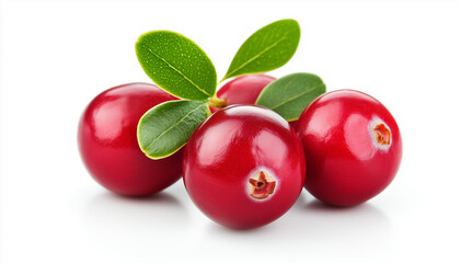 Obraz premium Cranberry with leaves isolated on white background
