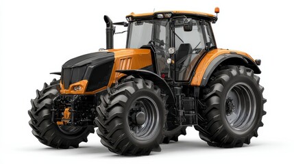 Obraz premium A robust and powerful tractor, poised for action, stands as a symbol of agricultural prowess and efficiency. Ready to till the fields and cultivate abundance.