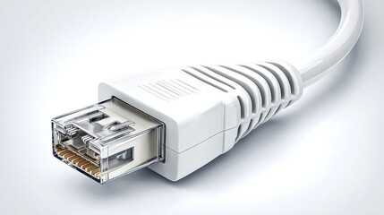 Usb cable connector presenting modern data transfer technology, indicating digital communication, linking devices, and electronic charging capabilities on a white background
