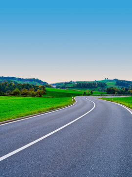 Scenic Winding Countryside Road in Hirzel Switzerland