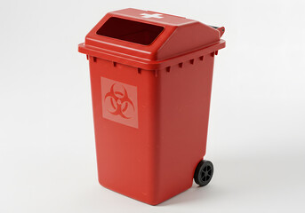 Red medical waste disposal container
