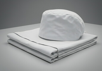 White chef uniform items on gray surface